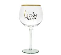 Widdle Gifts Lovely Nan Gin Glass with Gold Wording/Colourful Stem - Birthday, Christmas or Mother's Day 8412