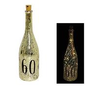Widdle Gifts Ltd 60th Birthday Gold Crackle Glaze Battery Light Up Bottle with Number
