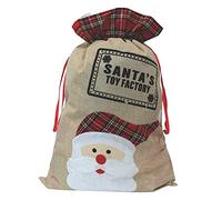 Widdle Gifts Ltd Christmas Hessian Present Sack with Picture 70x50cm - Santa Toy Factory 7132