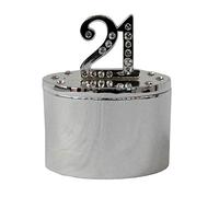 Widdle Gifts Ltd Milestones Silver & Diamante Trinket Box with Number Top - 21st Birthday