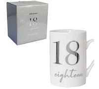 Widdle Gifts Ltd White Bone China Mug with Silver Foil Number - 18th Eighteen Birthday