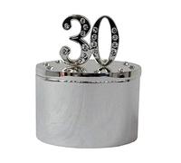 Widdle Gifts Milestones Silver & Diamante Trinket Box with Number Top - 30th Birthday