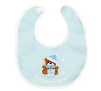 Widdle Gifts My 1st Christmas Baby Bib with Embroidered Bear and Stars (BLue)