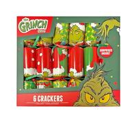 Widdle Gifts Pack Of 6-30cm (12") Grinch Themed Christmas Crackers - Deluxe Green & Red - Fully Recyclable - Includes Hats, Mottos, Snaps & Novelty Gift - Fun Festive Table Decorations 0978