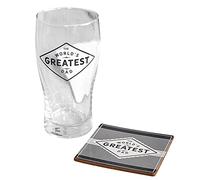 Widdle Gifts Pint Glass and Coaster Set - Birthday/Father's Day - World's Greatest Dad 1623