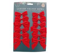 Widdle Gifts Red Velvet Bows Christmas Tree Decoration, Present, Crafting or Wreath Decoration. (12 Pack 8cm - 7375)