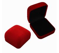 Widdle Gifts Red Velvet Flock Ring/Ear Ring/Earring 5cm x 5cm Hinged Gift Box Storage Case Jewellery Presentation Organizer 8488