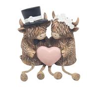 Widdle Gifts Reflections Highland Cow Wedidng Ornament - 11cm Highland Cow with Top hat and Bow 9821