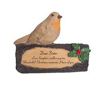Widdle Gifts Robin/Log Christmas Memorial Decoration Ornament 17cm - Dear Sister 2216