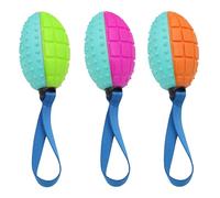 Widdle Gifts Rubber Dog Toy Dental Chew with Squeaker approx 28cm Random Colour Sent (Rugby Ball 9902)