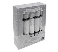 Widdle Gifts Set Of 10 Christmas Crackers Festive Table Decor Scandinavian Print White And Red Xmas Tree Reindeer (Silver & White Snowflakedesign 0301)