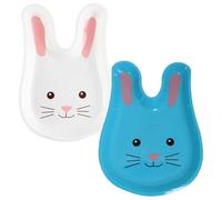 Widdle Gifts Set of 2 Easter Bunny Plates Easter Re-usable Tableware Easter Snack Trays Blue/White