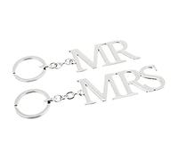 Widdle Gifts Wedding Day Gift - Silver Plated Mr & Mrs Key Rings Keyring Set 0894