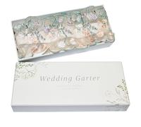 Widdle Gifts Wedding Garter Gift Boxed for Bride Tulle with Embroidered Wild Flower Design Keepsake - 4277