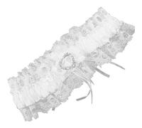 Widdle Gifts Wedding Garter Gift for Bride White Satin with White Lace and Diamante Heart Keepsake - 4505