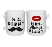 Widdle Gifts Wedding White Novelty Mug Set of 2 - Mr Right and Mrs Always Right, Individually Boxed for Wedding or Anniversary