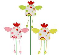 Widdle Springtime Set 3 MDF Chicken Picks - Easter Art Deco Decorations for Bunnies, Tree, Eggs, Wreaths