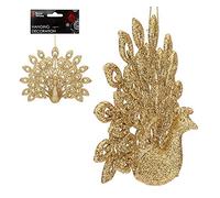 Widdle Wonderland Glitter Collection Christmas Tree Decoration - 15cm Peacock Gold 9300