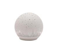 Widdop 10cm White LED Glass Ball Ornament - Frosted Haven Light Up Decoration with Christmas Tree Pattern and Winter Glow
