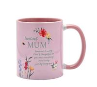 Widdop 11oz Stonware Loveliest Mum Mug Pink Coffee Mug Tea Hot I Love You Mum Mother's Day Present Sentimental Message Thoughtful Birthday Christmas