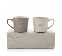 Widdop Anniversary Mug Set - 25 Wonderful Years, Grey and White