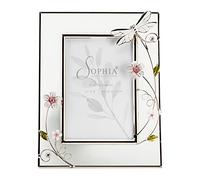Widdop and Co 4" x 6" Glass Floral Photo Picture Frame with Dragonfly