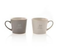 Amore Set of 2 Grey & White 50th Anniversary Mugs Grey