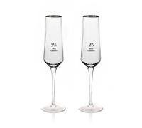 Amore Set of 2 25th Anniversary Flute Glasses Clear