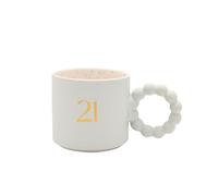 Widdop and Co Celebrations 21th Birthday Mug for Girls - Pink Ceramic Coffee Cup with Gold Eighteen Print & Confetti Interior - Cute Keepsake Gift for Her, Daughter, Friend