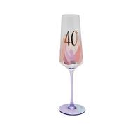 Widdop and Co Celebrations - Hotchpotch - 40th Birthday Luxe Brushstroke Birthday Champagne/Prosecco Flute Drinking Glass - Premium Kitchenware, Gifting & Homeware - Boxed & Ready to Gift.