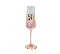 Widdop and Co Celebrations - Hotchpotch - 50th Birthday Luxe Brushstroke Birthday Champagne/Prosecco Flute Drinking Glass - Premium Kitchenware, Gifting & Homeware - Boxed & Ready to Gift.