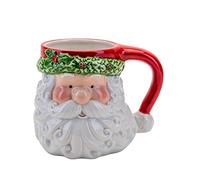 Widdop and Co Christmas Novelty Ceramic Mug - Santa/Holly Trim Design
