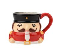 Widdop and Co Christmas Nutcracker Soldier Shaped Ceramic Tea/Coffee/Hot Chocolate Mug - Red & Black - 10 cm