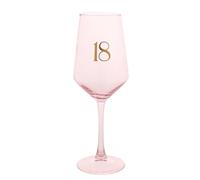 Widdop and Co Confetti 18th Birthday Wine Glass - Celebration Glass with Gold Number, Milestone Birthday Gift Keepsake (Pink)