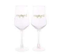Widdop and Co Confetti - Set of 2 Wine Drinking Glasses - Engaged - Engagement/Wedding/Anniversary/Hen Do Gifting, Couples Present & Homeware - Boxed & Ready to Gift.