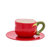 Widdop and Co Cottage Garden - Tomato Cup & Saucer - Ceramic Novelty Drinking Cup for Tea, Coffee & Cold Drinks - 330ml / 11.15 oz.