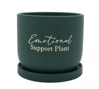 Widdop and Co Country Living Emotional Support Plant Pot Dark Green Planter with Saucer