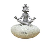 Widdop and Co Country Living Frog on Stone Garden Ornament Statue Figurine - 3 Designs available - 15.5cm (Relax)
