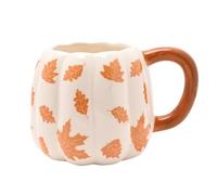 Widdop and Co Country Living Pumpkin Mug - Orange Leaves Ceramic Mug for Autumn, Cosy Hot Drinks, Seasonal Gift for Coffee & Tea Lovers
