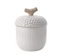 Widdop and Co. - Country Living - White Glazed Ceramic Acorn Serving Jar - Large. Home Decor Gifting for Kitchen, Hosting, Dinner & Parties for Outdoor & Nature Lovers - H: 16 x W: 13 x D: 13 cms.
