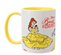 Widdop and Co. - Disney Beauty and The Beast Mug - Yellow/White Tea, Coffee Glazed Stoneware Belle & Beast Drinking Cup - Officially Licensed Disney Merchandise (325ml / 11.4oz).