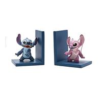 Widdop and Co Disney Icon Stitch and Angel Character Bookends in Gift Box (2 Pack) - Light Blue, Pink Resin