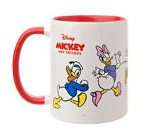 Widdop and Co. - Disney Mickey and Friends Mug (325ml / 11.4oz) Red/White | Glazed Stoneware Mickey & Minnie Mouse, Donald & Daisy Duck + Pluto Drinking Cup - Officially Licensed Disney Merchandise