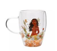 Widdop and Co Disney Moana Double-Wall Glass Mug with Dried Floral Design, 300ml
