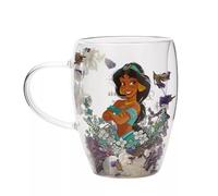 Widdop and Co Disney Princess Jasmine Double-Wall Glass Mug with Dried Floral Design, 'Let the Stars Guide You'