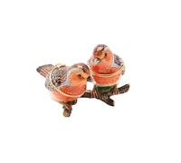 Widdop and Co Duo Robin Trinket Box Jewellery Box - Christmas Keepsake Storage Ring & Earring Storage - Festive Robin Gifts Seasonal Home Decor - Treasured Trinkets Small Ornament