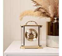 Widdop and Co Gold Mantel Clock with Handle Skeleton Movement - W2918