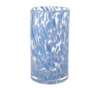 Widdop and Co Hestia Blue Glass Tall Confetii Vase - 19cm x 10cm x 10cm - Beautiful Design - Slim Decorative Vase for Long Stemmed Flowers, Home, Kitchen, Office
