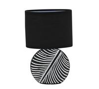 Widdop and Co Hestia Natural Circle Leaf Lamp - Black and White - Ceramic - Contemporary and Stylish Design - Table Lamp, Bedside Lamp, Home Décor, Kitchen, Living Room, Bedroom - 24cm