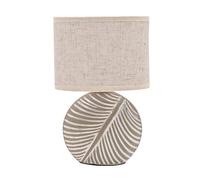 Widdop and Co Hestia Natural Circle Leaf Lamp - Ceramic Table Lamp with Leaf Motif - Natural Colours - 24cm